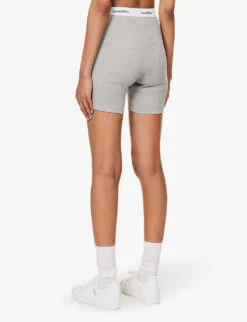 Serif Logo-print High-rise Stretch-cotton Shorts -Sweaty Bety Clothing Shop R04205011 HEATHERGRAY ALT03