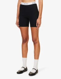 Serif High-rise Stretch-cotton Shorts -Sweaty Bety Clothing Shop R04205012 BLACK ALT02