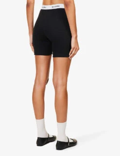 Serif High-rise Stretch-cotton Shorts -Sweaty Bety Clothing Shop R04205012 BLACK ALT03