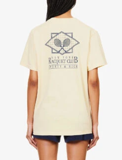 New York Raquet Club Graphic-print Cotton-jersey T-shirt -Sweaty Bety Clothing Shop R04205018 ALMOND ALT03