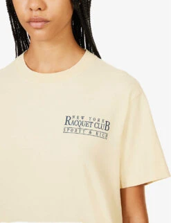 New York Raquet Club Graphic-print Cotton-jersey T-shirt -Sweaty Bety Clothing Shop R04205018 ALMOND ALT04