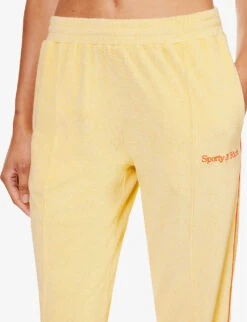 Serif Brand-embroidered High-rise Cotton-towelling Jogging Bottoms -Sweaty Bety Clothing Shop R04205030 ALMOND ALT04