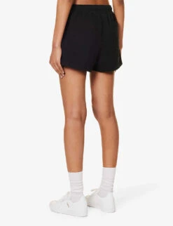 Hotel Disco Logo-print Mid-rise Cotton Shorts -Sweaty Bety Clothing Shop R04205039 BLACK ALT03