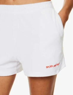 Logo-embroidered Mid-rise Cotton-terry Shorts -Sweaty Bety Clothing Shop R04205040 WHITE ALT04