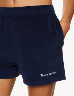 Tennis Club Brand-embroidered Cotton Shorts 11 Tennis Club Brand-embroidered Cotton Shorts -Sweaty Bety Clothing Shop R04205044 NAVY ALT04