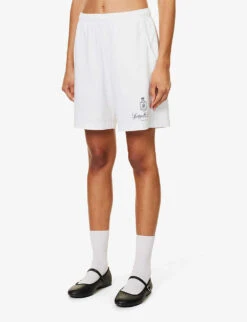Vendome Brand-print Cotton-jersey Shorts -Sweaty Bety Clothing Shop R04205124 WHITENAVY ALT02