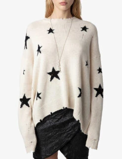 Zadig & Voltaire Markus Star-intarsia Knitted Cashmere Jumper -Sweaty Bety Clothing Shop R04207062 SUGAR ALT02
