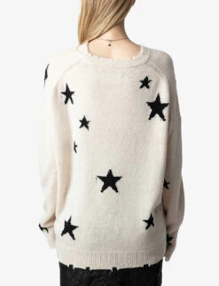 Zadig & Voltaire Markus Star-intarsia Knitted Cashmere Jumper -Sweaty Bety Clothing Shop R04207062 SUGAR ALT03