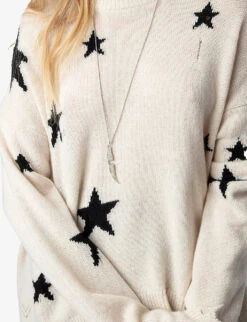 Zadig & Voltaire Markus Star-intarsia Knitted Cashmere Jumper -Sweaty Bety Clothing Shop R04207062 SUGAR ALT04